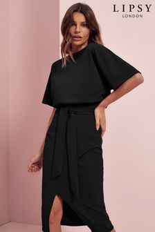 Siyah - Lipsy Kimono Kravatlı Bel Elbisesi (P49968) | ₺ 815