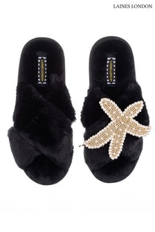 Laines London Classic Laines Slippers with Laines Deluxe Giraffe Brooch