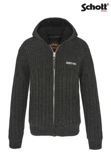 Schott Heather Anthracite Chunky Knit Sherpa Lined Cardigan (P50366) | $173