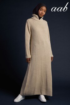 Gris - Vestido largo estilo suéter con cuello de punto grueso de Aab (P51190) | 62 €