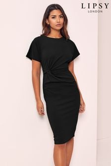 Lipsy Black Twist Side Midi Dress (P52011) | R687
