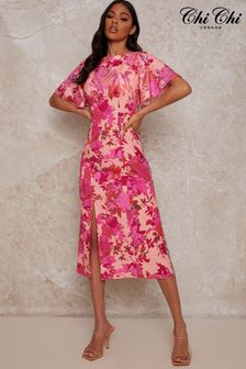 Chi Chi London Black Floral Mix Print Midi Dress (P52070) | 89 €