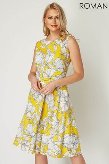 Roman Yellow Floral Tie Waist Dress (P52880) | 81 €