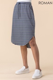 Roman Navy Jersey Stripe Print Skirt (P52960) | €29