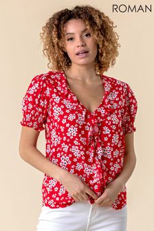 Roman Red Floral Print Frill Detail Blouse (P53021) | CHF 40