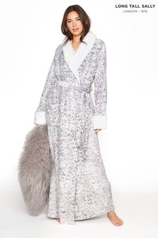 Long Tall Sally Grey Shawl Collar Animal Maxi Dressing Gown (P53159) | $58