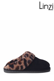 Linzi Felicity Faux Fur Leopard Trim Slipper Mule