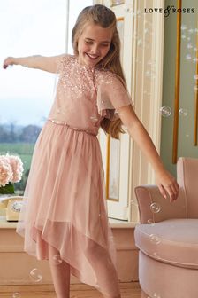 שמלת שושבינות במראה שכבות כפול עם פייטים וטול של Love & Roses (P54394) | ‏232 ₪ - ‏255 ₪
