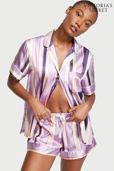 Victoria's Secret Sachet Happy Stripe Purple Satin Short Pyjamas (P54627) | €33