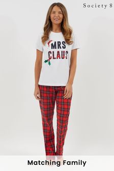 Society 8 Mrs Claus Ladies Matching Family Christmas Short Sleeve Pyjama Set (P54746) | €25