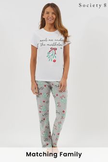 Society 8 Mistletoe Ladies Matching Family Christmas Short Sleeve Pyjama Set (P54753) | KRW36,100
