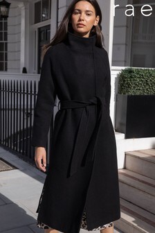 Rae Wrap Front Belted Longline Coat