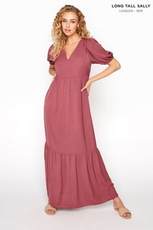 Long Tall Sally Pink Washed Twill Tiered Midaxi Dress (P56042) | 51 €