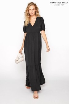 Long Tall Sally Black Washed Twill Tiered Midaxi Dress (P56043) | 51 €