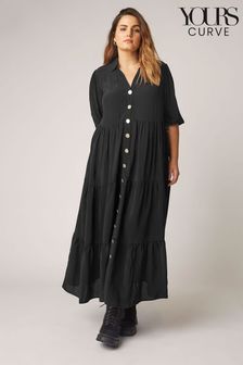 Yours Curve Black Tiered Button Dress (P56130) | 48 €