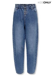 ONLY KIDS Blue Relaxed Paperbag Waist Mom Jeans With Adjustable Waist (P56751) | €15.50