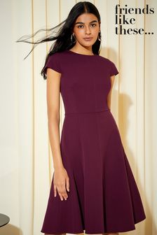 Friends Like These Burgundy Red Fit and Flare Cap Sleeve Tailored Dress (P57348) | €27
