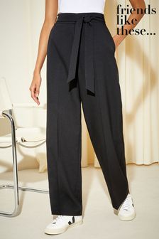 Friends Like These Black Wide Leg Textured Tailored Trousers (P57353) | kr770