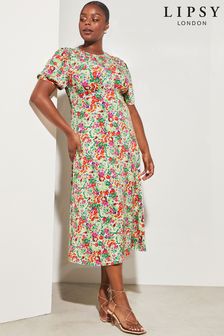 Letnia dżersejowa sukienka midi Lipsy z krótkimi bufkami i odcięciem pod biustem (P57367) | 137 zł