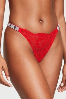 Victoria's Secret Lipstick Red Lace Monogram Thong Shine Strap Knickers (P57895) | €27