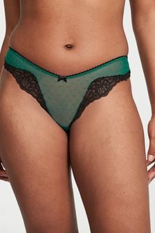 Victoria's Secret Black Ivy Green Black Lace Brazilian Knickers (P59133) | €20