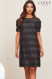 Lipsy Black Long Sleeve Ruched Midi Dress (P59176) | €13.50