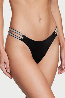 Victoria's Secret Black Smooth Double Thong Shine Strap Knickers (P59200) | €11.50