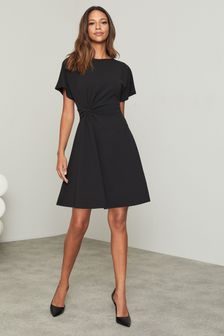 Lipsy Black Twist Side Short Sleeve Mini Skater Dress (P59228) | €47