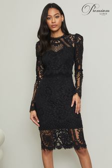 Черное платье миди с длинными рукавами Lipsy VIP (P59272) | 78 850 тг