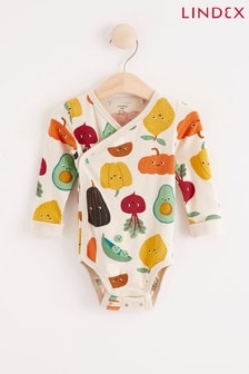 Lindex Cream Vegetable Print Baby Wrap-Over Bodysuit (P60888) | R165