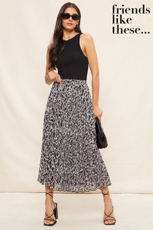 Friends Like These Grey Pleat Summer Midi Skirt (P63912) | 188 QAR