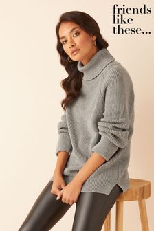 Friends Like These Grey Roll Neck Jumper (P63937) | kr493