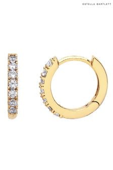 Estella Bartlett Gold Pave Set Hoop Earrings with White CZ (P64522) | ₪ 102