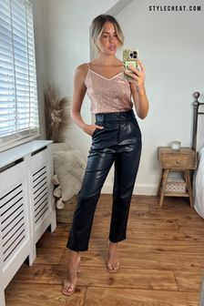 Style Cheat Black PU Leather Trousers (P64561) | €26