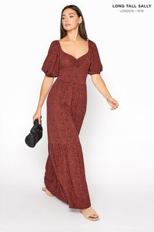 Long Tall Sally Red Polka Dot Ruched Midaxi Dress (P64889) | $58