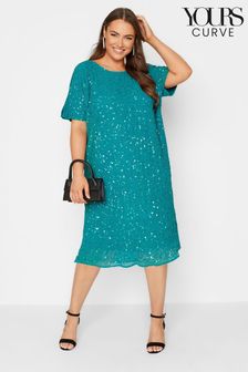Yours Curve Green Luxe Embellished Cape Dress (P65281) | €84