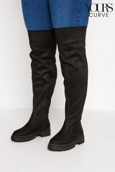 Yours Curve Black Extra-Wide Fit Over The Knee Cleated Boot (P65283) | €38