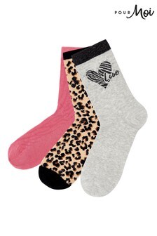 Pour Moi Leopard and Heart Pippa Sock Gift Pack (P65323) | $23
