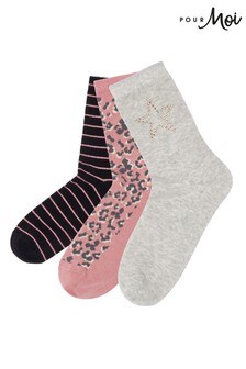 Pour Moi Pink and Black Leopard# Pippa Sock Gift Pack (P65324) | $23
