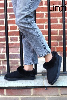 Linzi Black Vanda Faux Suede And Fur Lined Slipper Shoe (P65437) | 20 €