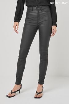 Noisy May Black Coated Callie High Waist Coated Skinny Jeans (P65701) | $48