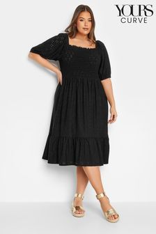 Yours Curve Black Shirred Maxi Dress (P66885) | kr700