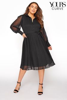 Yours Curve Black London Pleat Shirt Midi Dress (P67645) | R980