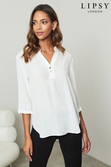 Белый - Блузка с винтажным воротником Lipsy (P68296) | €28