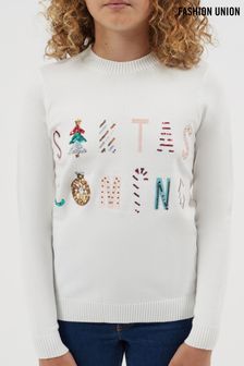 Cu text Santas Coming - Pulover Fashion Union cu model Crăciun (P68486) | 166 LEI