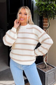 In The Style Grey Billie Faiers Stripe Jumper (P68712) | $45