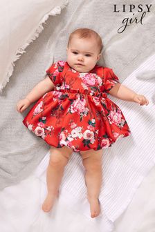 Lipsy Red Baby Puff Sleeve Dress With Matching Knicker (P68750) | CHF 40