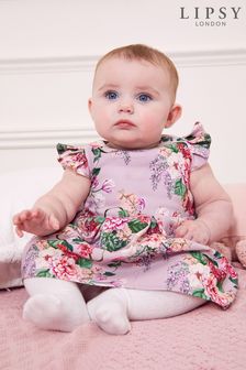 Lipsy Pink Baby Frill Sleeve Dress With Matching Knicker (P68751) | CHF 40