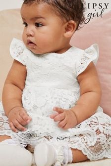 Lipsy White Baby Lace Flower Girl Dress With Matching Knicker (P68753) | DKK392 - DKK411