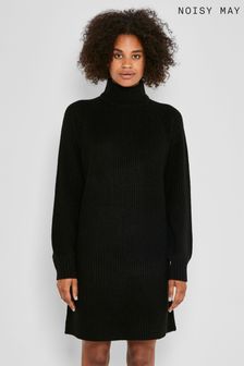 Noisy May Black Chunky Roll Neck Knitted Jumper Dress (P69129) | $48